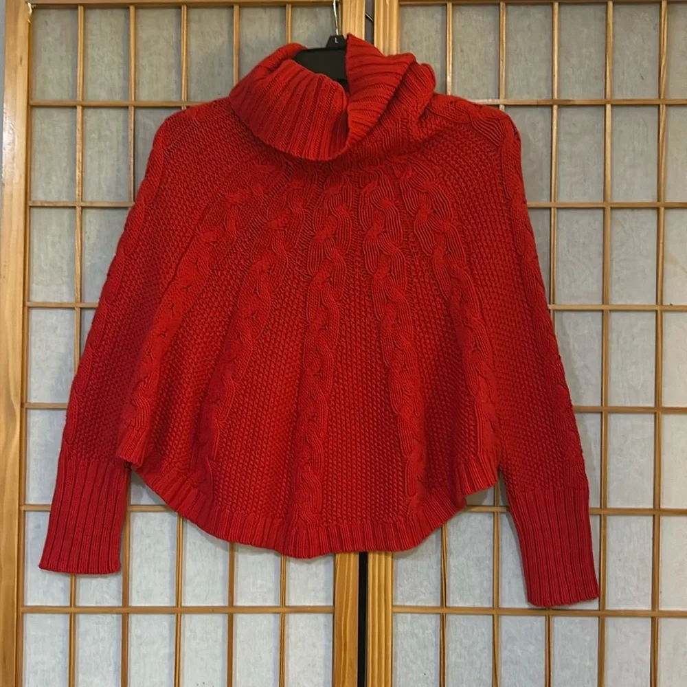 CARTERS Girls red knit Turtle Neck Poncho size 10-12 NWOT